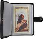 🙏Catholic Faux Leather Holy Card Holder – Pocket Prayer Card Organizer with Snap Closure🎁