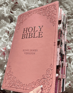 🔥LAST DAY 50% OFF -📖Beautiful KJV Pink Leather Soft Giant Print Bible with Ombre Tabs🙏🏼