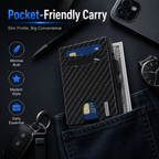 💼🔒Premium Aluminum RFID Blocking Minimalist Wallet for Men - Pop-Up Card Access, ID Window