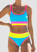 ✨Color Contrast Patchwork Nylon Sporty 3 Piece Bikini Sets