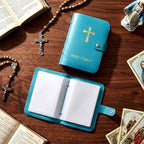 🙏Catholic Faux Leather Holy Card Holder – Pocket Prayer Card Organizer with Snap Closure🎁