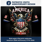 🦅USA 250th Anniversary All-Over Print Patriotic Baseball Jersey