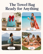 ⏰LAST DAY $20 OFF - 🏖️Sand Cloud 2-in-1 Turkish Cotton Towel Bag with Inner Zip Pocket & Sand-Repelling Fabric