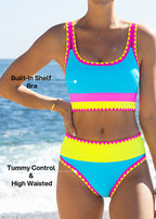 ✨Color Contrast Patchwork Nylon Sporty 3 Piece Bikini Sets