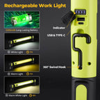 [Father's Day Gift] 5200mAh LED magnetic rechargeable light strip, 3000 lumens, with hook, ideal for mechanics, auto repair, and garage use.