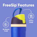 Owala FreeSip Insulated Stainless Steel Water Bottle with Straw, BPA-Free Sports Water Bottle, Great for Travel, 24 Oz, Denim