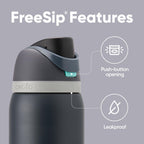 Owala FreeSip Insulated Stainless Steel Water Bottle with Straw, BPA-Free Sports Water Bottle, Great for Travel, 24 Oz, Denim