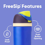 Owala FreeSip Insulated Stainless Steel Water Bottle with Straw, BPA-Free Sports Water Bottle, Great for Travel, 24 Oz, Denim