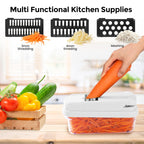 Yusshn Vegetable Chopper,12-in-1 Multifunctional Food Chopper,Professional Onion Chopper with 7 Blades,Vegetable Cutter with Container for Salad,Potato,Carrot,and Garlic; Essential Kitchen Tool(Grey)