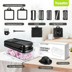Yusshn Vegetable Chopper,12-in-1 Multifunctional Food Chopper,Professional Onion Chopper with 7 Blades,Vegetable Cutter with Container for Salad,Potato,Carrot,and Garlic; Essential Kitchen Tool(Grey)