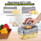 Yusshn Vegetable Chopper,12-in-1 Multifunctional Food Chopper,Professional Onion Chopper with 7 Blades,Vegetable Cutter with Container for Salad,Potato,Carrot,and Garlic; Essential Kitchen Tool(Grey)