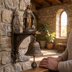 ✨ Our Lady of Grace Bronze Miraculous Medal Wall Bell | 🙏Catholic Religious Home & Garden Decor"