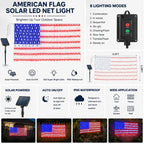 🇺🇸🎆Solar American Flag Lights Outdoor American Flag Net Lights 6.5ft x 3.28ft Super Bright