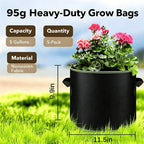 🌱 5-Pack 5 Gallon Grow Bags – Heavy Duty Aeration Fabric Pots with Handles for Vegetables, Flowers & Fruits