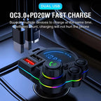 Bluetooth 5.3 Car Adapter Charger, 4-Port Fast Charging