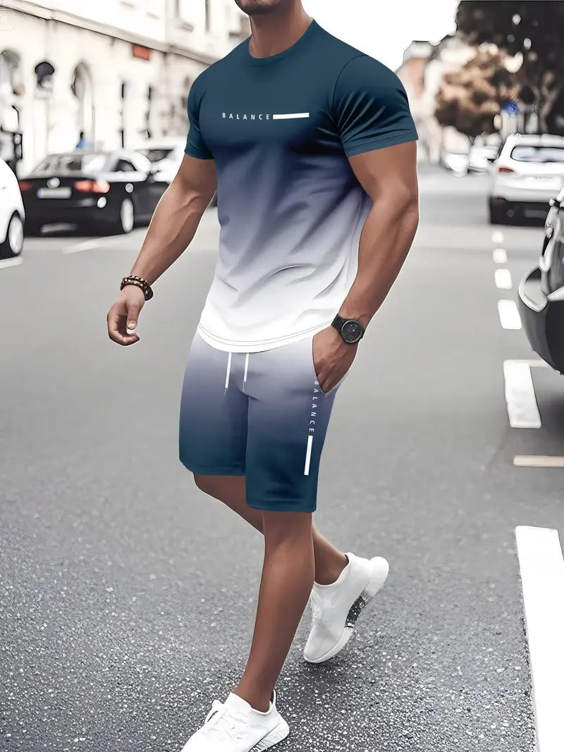 🔥Best Gift For Father's Day 🎁Men's Gradient Fitness 2-Piece Set