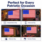 🇺🇸🎆Solar American Flag Lights Outdoor American Flag Net Lights 6.5ft x 3.28ft Super Bright