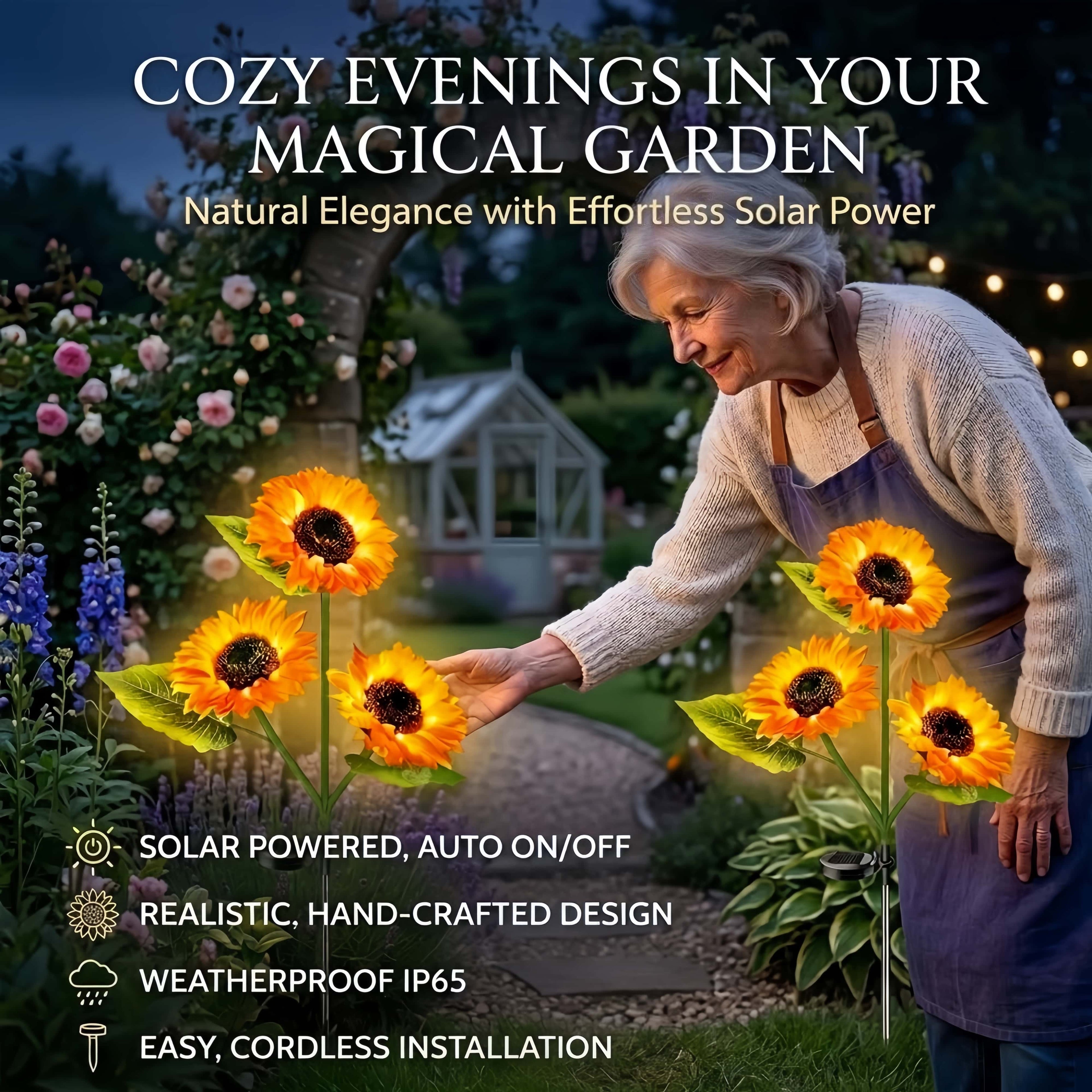 2026 UPGRADED Solar Sunflowers – Hyper-Realistic Petals, Stunning Shadow Projections & Dusk-to-Dawn Garden Magic 🌻