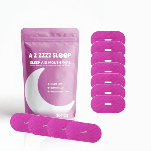 mouth tape  Pink sleep aid mouth tape packaging with multiple tapes on a white background